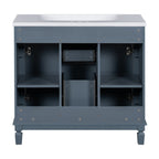 36'' Modern Bathroom Vanity with Top Sink and Mirror Cabinet,2 Doors and 2 Drawers