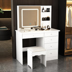 39.4'' W Dresser Makeup Vanity Set with Stool and Mirror Room