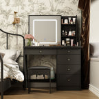 39.4'' W Dresser Makeup Vanity Set with Stool and Mirror Room