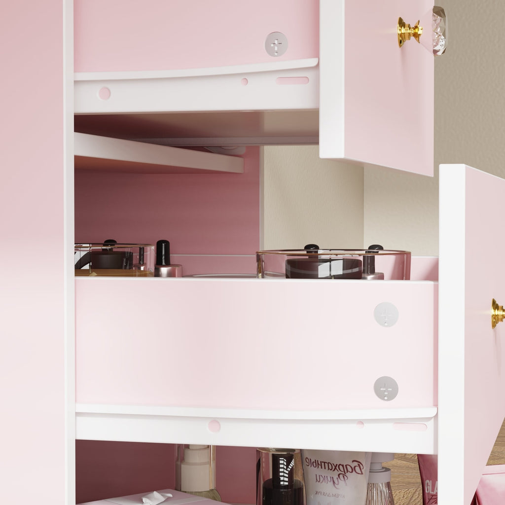 39.4'' Wide Makeup Vanity Set with Stool and Mirror