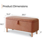 39.5 Off White Boucle Storage Ottoman Bench Sherpa Storage Bench Ottoman Foot Rest End of Bed for Living Room Bedroom,Wood Leg