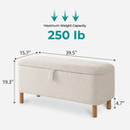 39.5 Off White Boucle Storage Ottoman Bench Sherpa Storage Bench Ottoman Foot Rest End of Bed for Living Room Bedroom,Wood Leg