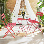 Ensemble de bistro pliable en métal 3 pièces, ensemble de conversation résistant aux intempéries pour l'intérieur et l'extérieur, pour patio, jardin, cour.