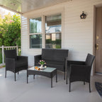 Ensemble de meubles en osier pour patio, 4 pièces, ensemble de meubles d'extérieur en rotin avec coussins