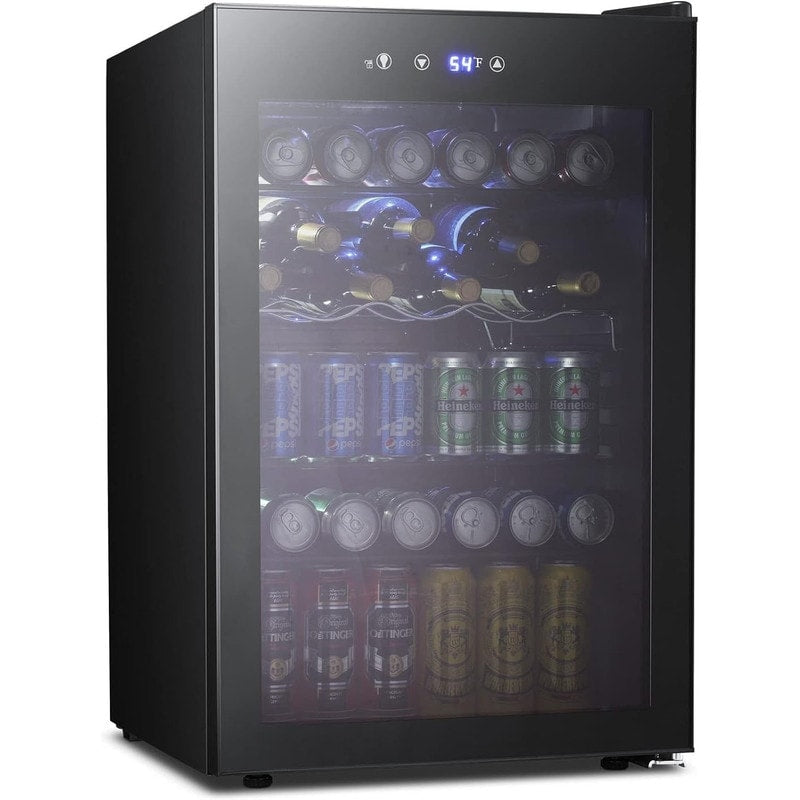 4.4cu.f Wine Cooler with LED Lights and Touch Buttons, Removable Shelves, Less Than 38dB