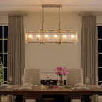 40 in. Linear Modern Crystal Chandeliers 16-Light Brass Gold Rectangular Chandelier for Dining Living Room Kitchen Island