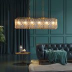 40 in. Linear Modern Crystal Chandeliers 16-Light Brass Gold Rectangular Chandelier for Dining Living Room Kitchen Island