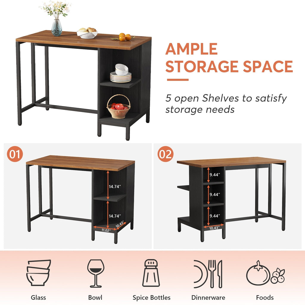 43 Wide Kitchen Island, Kitchen Counter Table with 5 Open Shelves