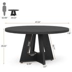 47 Round Dining Table for 4, Farmhouse Kitchen Table Small Dinner Table Wood Kitchen Table for Dining Room Living Room