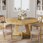 47 Round Dining Table for 4, Farmhouse Kitchen Table Small Dinner Table Wood Kitchen Table for Dining Room Living Room