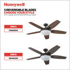 48 Honeywell Carmel Ceiling Fan with Integrated Light and Remote