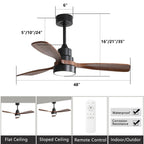 48 and 52 Integrated LED Ceiling Fan with Light and Remote, Reversible DC Motor
