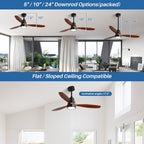 48 and 52 Integrated LED Ceiling Fan with Light and Remote, Reversible DC Motor
