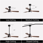 48 and 52 Integrated LED Ceiling Fan with Light and Remote, Reversible DC Motor