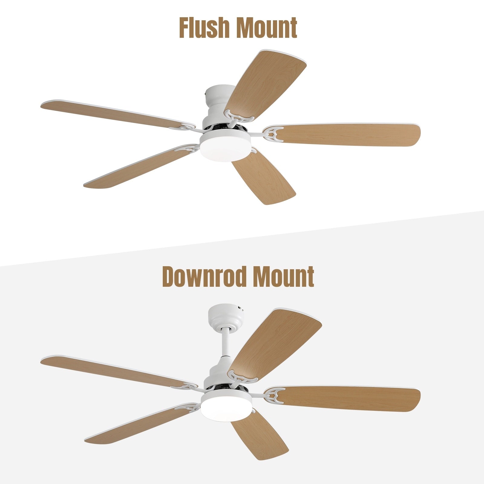 48 and 52 Integrated LED Ceiling Fan with Light and Remote, Reversible DC Motor