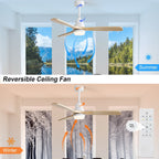 48 and 52 Integrated LED Ceiling Fan with Light and Remote, Reversible DC Motor