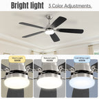 48 and 52 Integrated LED Ceiling Fan with Light and Remote, Reversible DC Motor