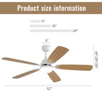 48 and 52 Integrated LED Ceiling Fan with Light and Remote, Reversible DC Motor
