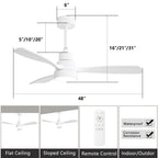 48 and 52 Integrated LED Ceiling Fan with Light and Remote, Reversible DC Motor
