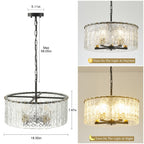 5-Light Modern Round Drum Chandelier, Classic Semi Flush Mount Chandelier, Kitchen Island Pendant Light for Dining Room