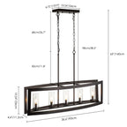 5-Light Mid-Century Modern Industrial Linear Kitchen Island Pendant Vintage Rectangle Glass Chandelier