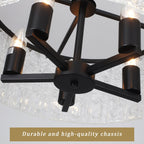 5-Light Modern Round Drum Chandelier, Classic Semi Flush Mount Chandelier, Kitchen Island Pendant Light for Dining Room