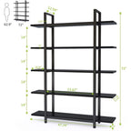 5-Tier Bookshelf, Vintage Industrial Style Bookcase