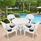 5-piece White Resin Wicker Dining Set