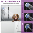 50'' W Stainless Steel Adjustable Pet Grooming Tub with Ramp - Silver