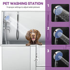 50'' W Stainless Steel Adjustable Pet Grooming Tub with Steps Ramp