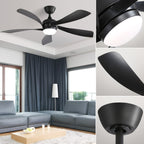 52 Inch Ceiling Fan with Remote & Lights Quiet DC Motor 5 Blade High CFM Modern Fan