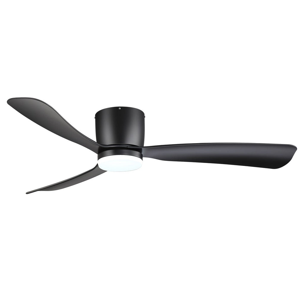 52 Inch Black/White Flush Mount LED Ceiling Fan with Lights Remote(3-Blade)