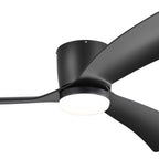 52 Inch Black/White Flush Mount LED Ceiling Fan with Lights Remote(3-Blade)