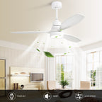 48 and 52 Integrated LED Ceiling Fan with Light and Remote, Reversible DC Motor