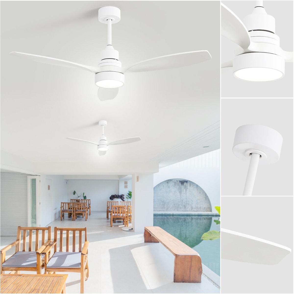48 and 52 Integrated LED Ceiling Fan with Light and Remote, Reversible DC Motor