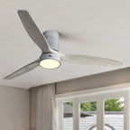 52 Inch Farmhouse Style Flush Mount Ceiling Fan with Light and Remote Control, Reversible DC Motor