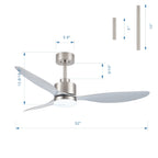 52 Inch LED Ceiling Fan with Lights Remote(3-Blade)
