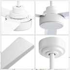 52 inch Modern Solid Wood / ABS Ceiling Fan With Remote Control(No Light),6 WInd Speed,Reversible Airflow