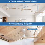 52 inch Modern Solid Wood / ABS Ceiling Fan With Remote Control(No Light),6 WInd Speed,Reversible Airflow
