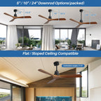 52 inch Modern Solid Wood / ABS Ceiling Fan With Remote Control(No Light),6 WInd Speed,Reversible Airflow