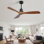 52 inch Modern Solid Wood / ABS Ceiling Fan With Remote Control(No Light),6 WInd Speed,Reversible Airflow