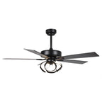 52 Modern Chrome/ Black Indoor Dimmable LED Ceiling Fan with Light and Remote