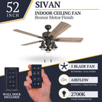 52 Prominence Home Sivan Bronze Farmhouse LED Ceiling Fan with Light, Remote Control
