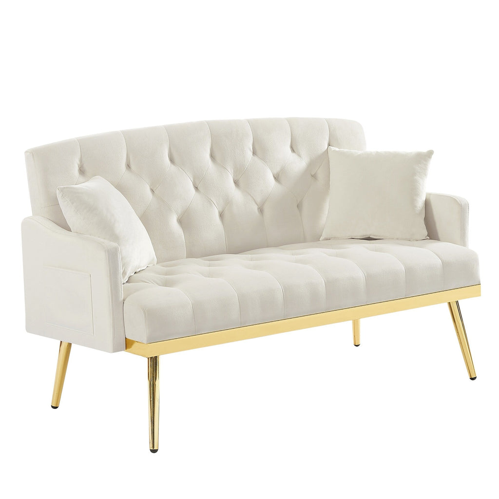 55.5 Velvet 2-Seater Sofa with 2 Pillows, Contemporary Design, and Easy Assembly