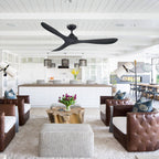 56 Modern Black 3-Blade Propeller DC Ceiling Fan with Remote