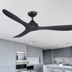 56 Modern Black 3-Blade Propeller DC Ceiling Fan with Remote