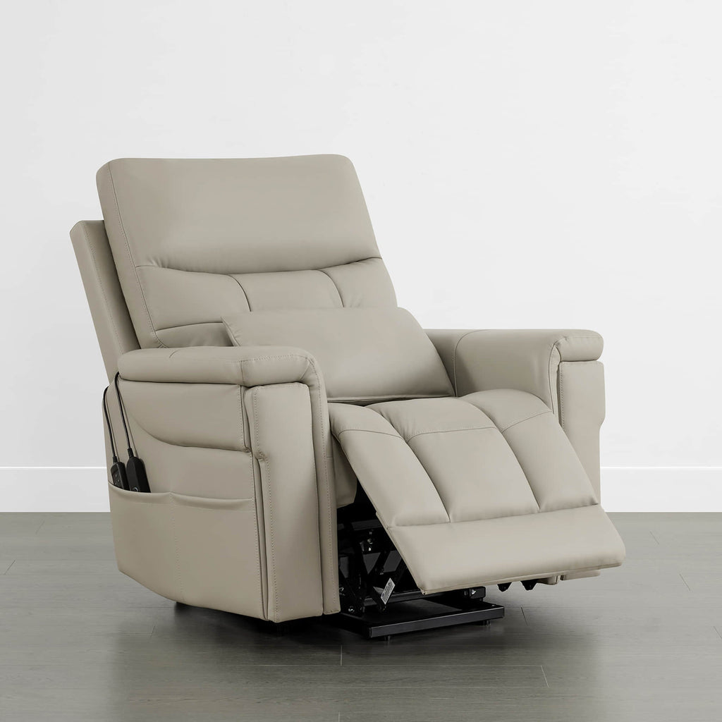 Addy Genuine Leather Lift Assist Power Recliner With Heat Massage