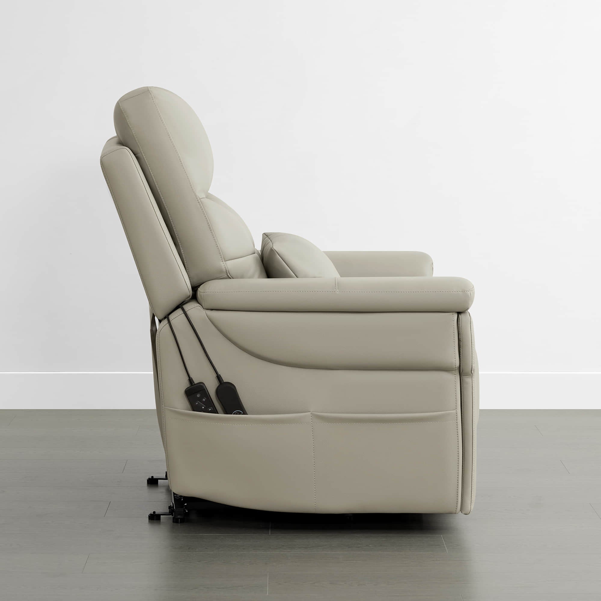 Addy Genuine Leather Lift Assist Power Recliner With Heat Massage