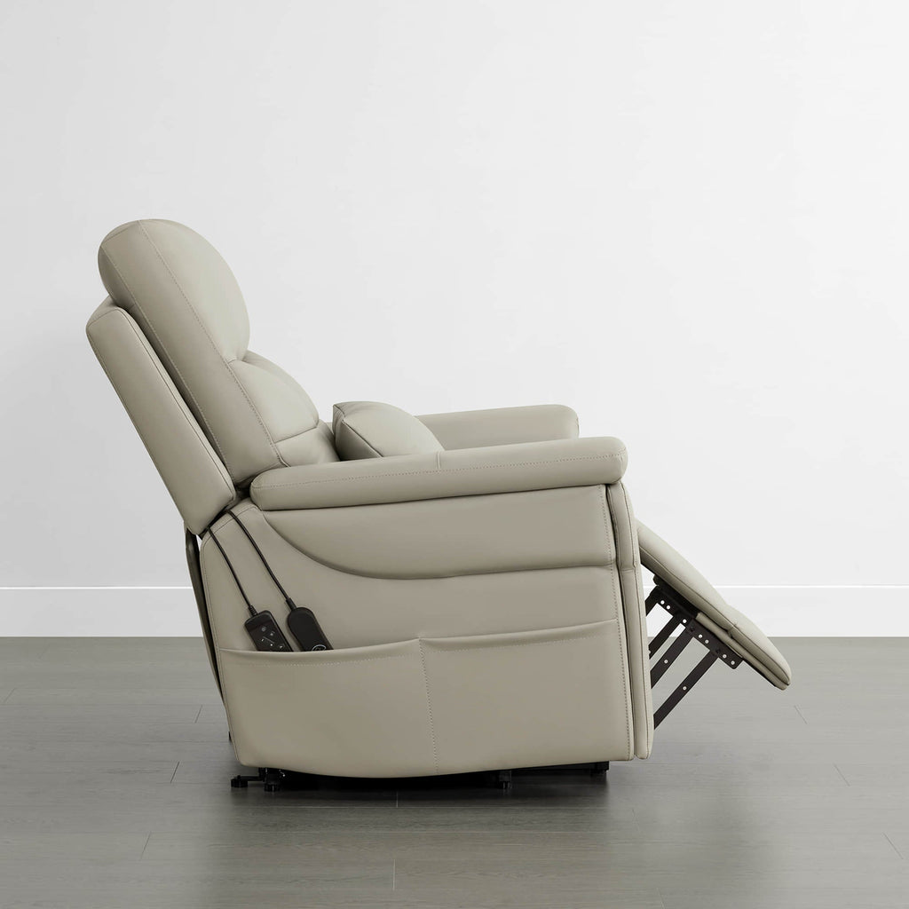 Addy Genuine Leather Lift Assist Power Recliner With Heat Massage