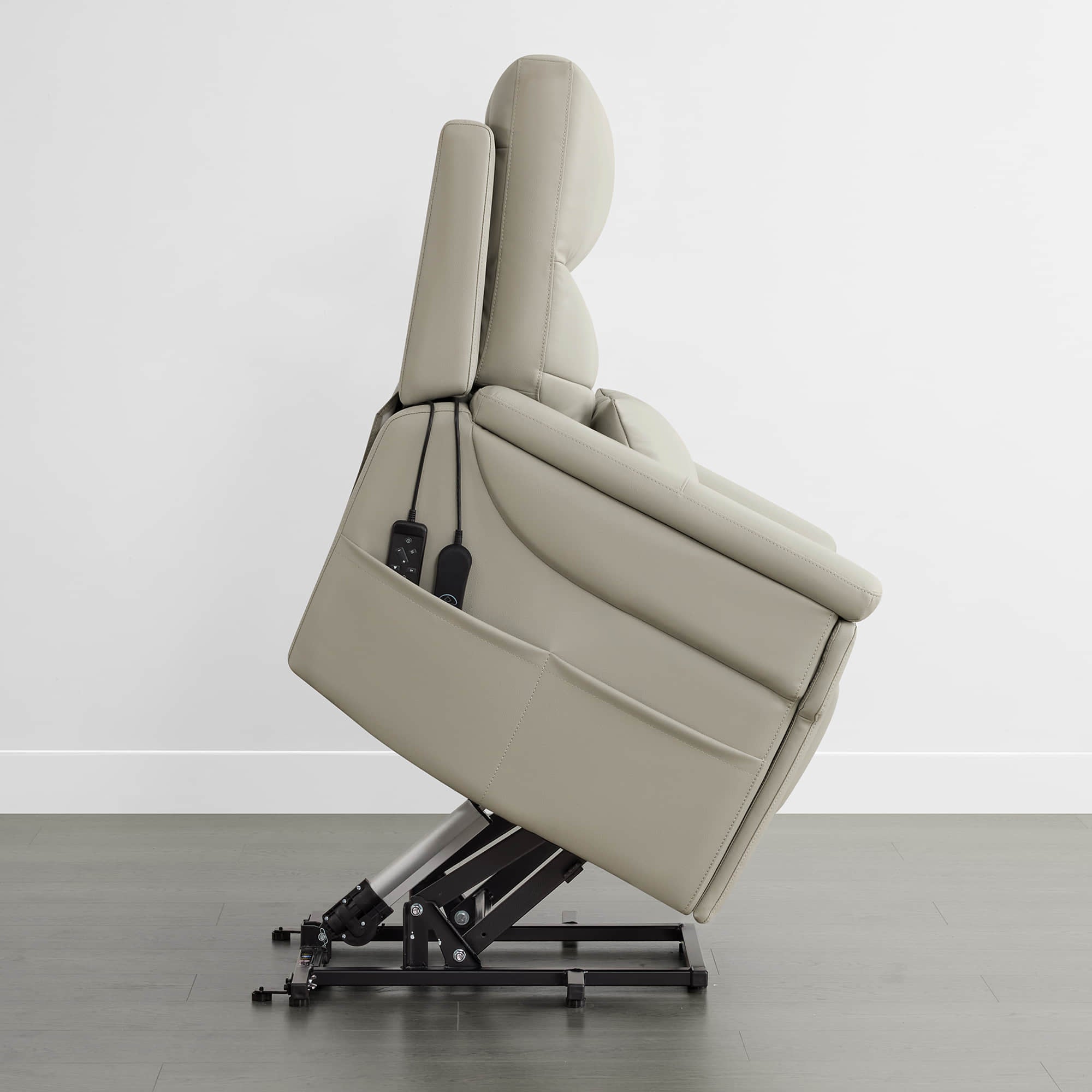 Addy Genuine Leather Lift Assist Power Recliner With Heat Massage